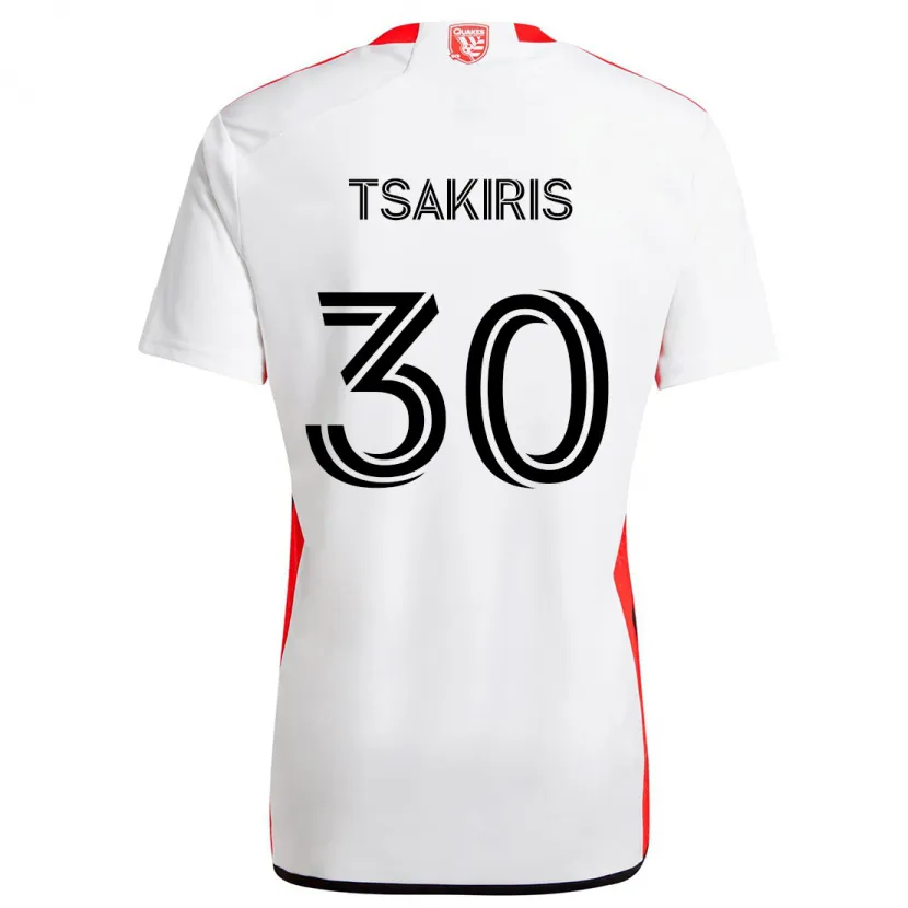 Danxen Herren Niko Tsakiris #30 Weiß Rot Auswärtstrikot Trikot 2024/25 T-Shirt