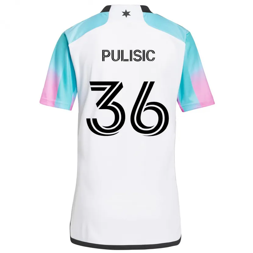 Danxen Herren Will Pulisic #36 Weiß Blau Schwarz Auswärtstrikot Trikot 2024/25 T-Shirt