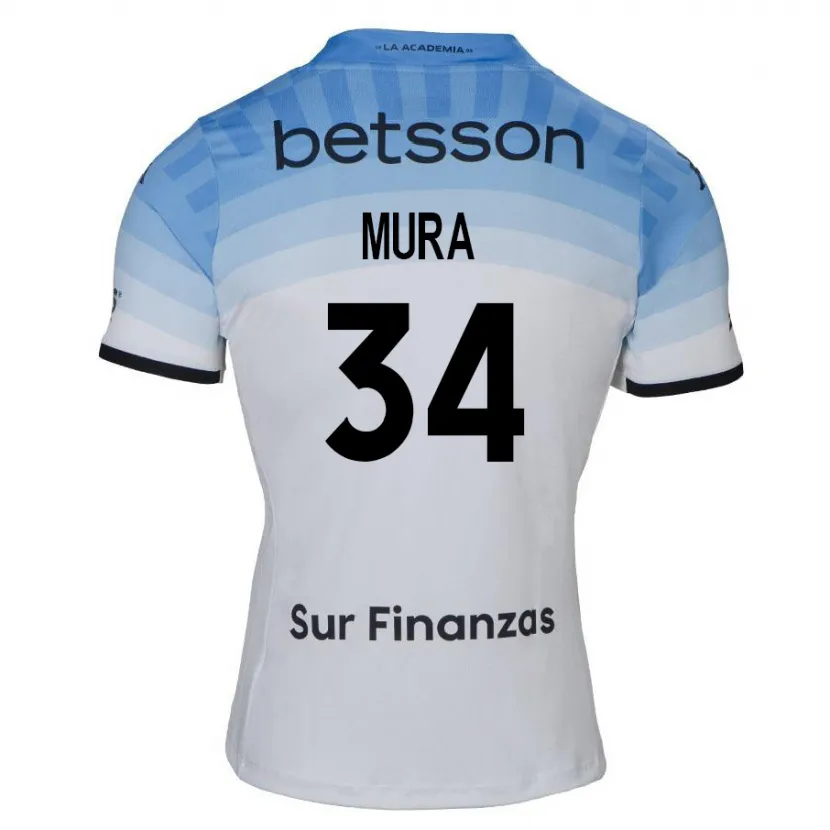 Danxen Herren Facundo Mura #34 Weiß Blau Schwarz Auswärtstrikot Trikot 2024/25 T-Shirt