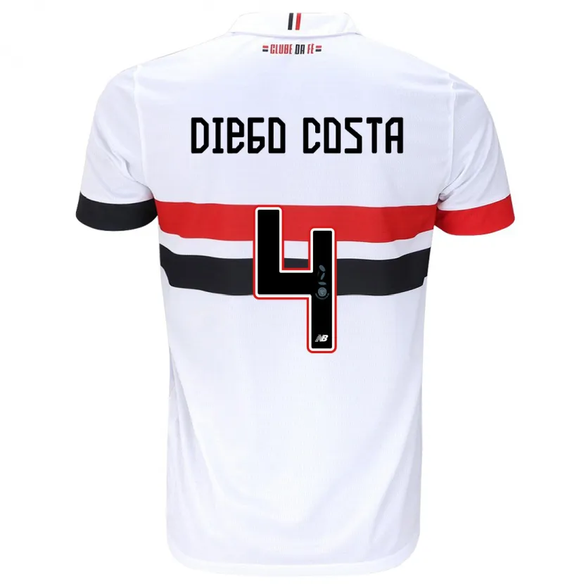 Danxen Kinder Diego Costa #4 Weiß Rot Schwarz Heimtrikot Trikot 2024/25 T-Shirt