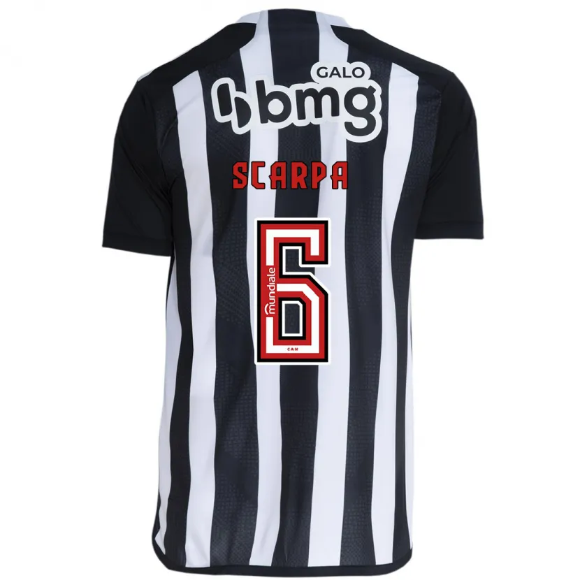 Danxen Kinder Gustavo Scarpa #6 Weiß Schwarz Heimtrikot Trikot 2024/25 T-Shirt