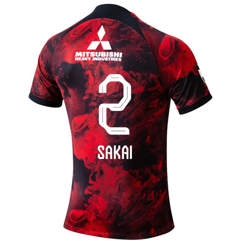 Danxen Kinder Hiroki Sakai #2 Rot Schwarz Heimtrikot Trikot 2024/25 T-Shirt