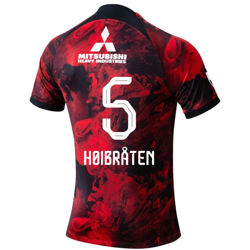 Danxen Kinder Marius Høibråten #5 Rot Schwarz Heimtrikot Trikot 2024/25 T-Shirt