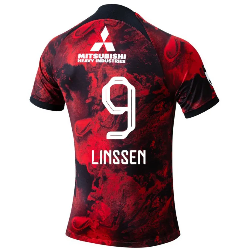 Danxen Kinder Bryan Linssen #9 Rot Schwarz Heimtrikot Trikot 2024/25 T-Shirt