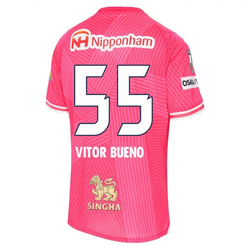 Danxen Kinder Vitor Bueno #55 Rosa Weiß Heimtrikot Trikot 2024/25 T-Shirt