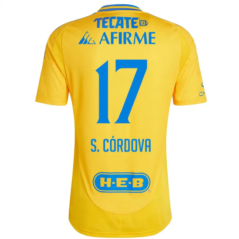 Danxen Kinder Sebastián Córdova #17 Goldgelb Heimtrikot Trikot 2024/25 T-Shirt