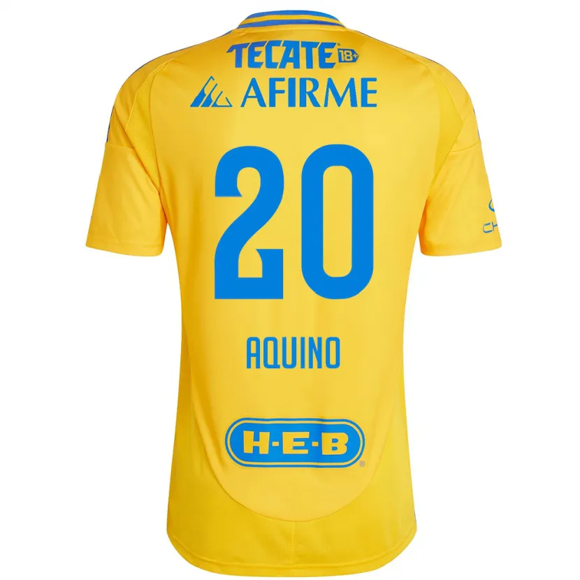 Danxen Kinder Javier Aquino #20 Goldgelb Heimtrikot Trikot 2024/25 T-Shirt