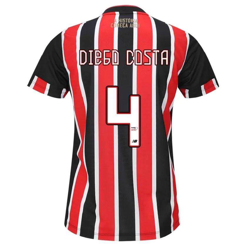 Danxen Kinder Diego Costa #4 Schwarz Rot Weiß Auswärtstrikot Trikot 2024/25 T-Shirt