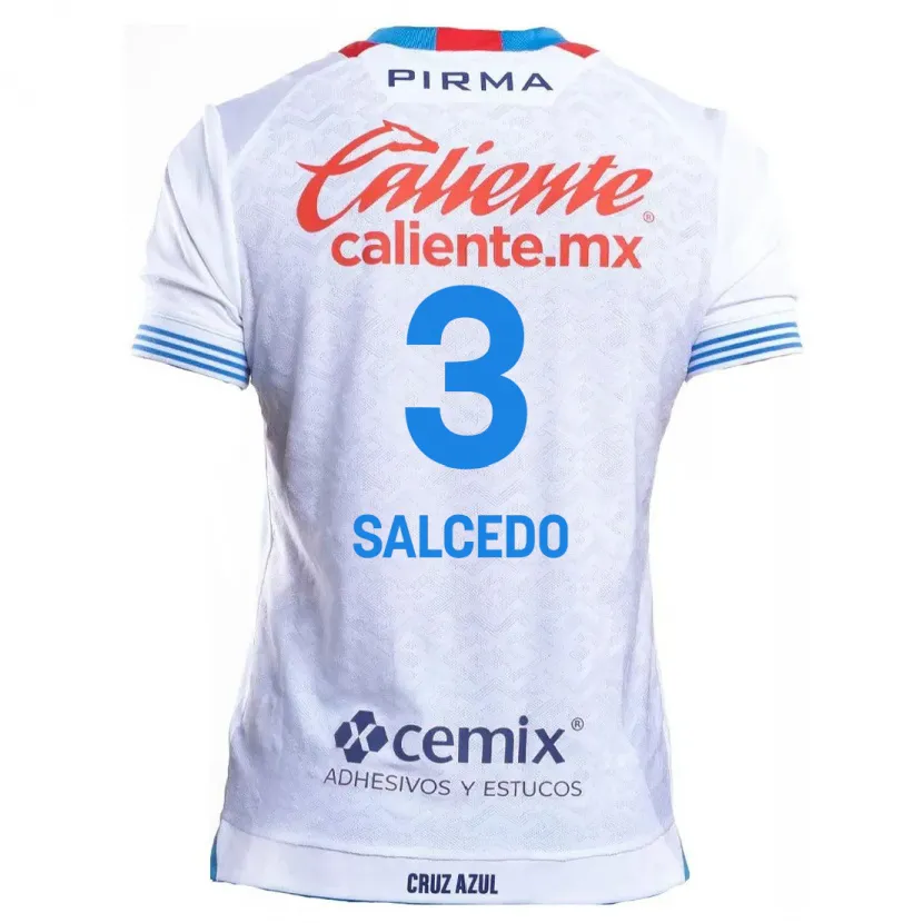 Danxen Kinder Carlos Salcedo #3 Weiß Blau Auswärtstrikot Trikot 2024/25 T-Shirt