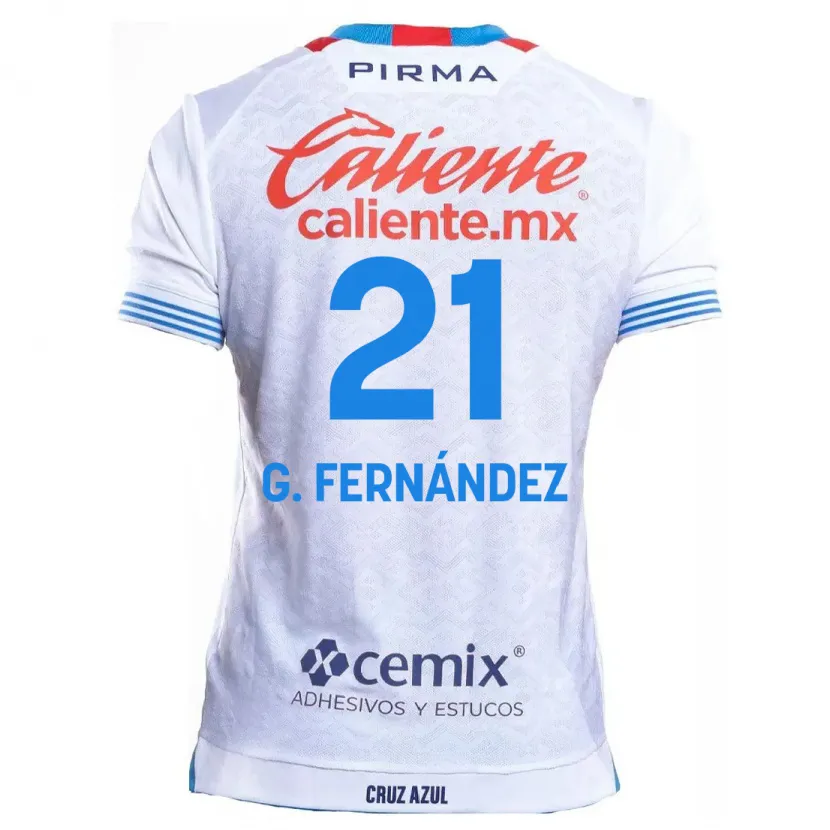 Danxen Kinder Gabriel Fernández #21 Weiß Blau Auswärtstrikot Trikot 2024/25 T-Shirt