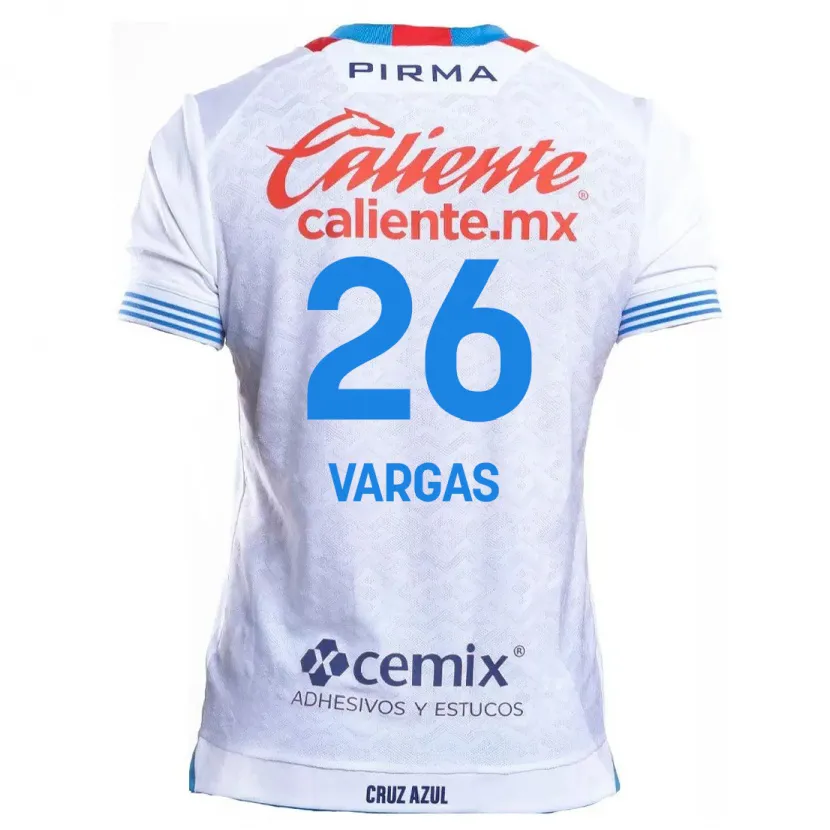 Danxen Kinder Carlos Vargas #26 Weiß Blau Auswärtstrikot Trikot 2024/25 T-Shirt