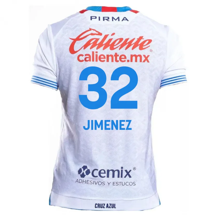 Danxen Kinder Cristian Jiménez #32 Weiß Blau Auswärtstrikot Trikot 2024/25 T-Shirt