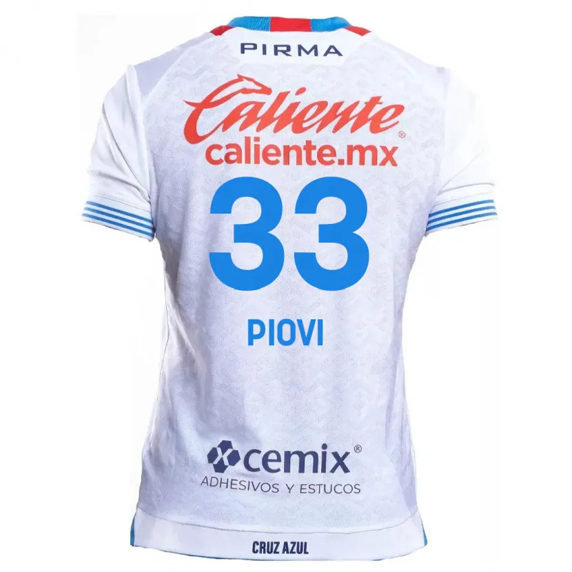 Danxen Kinder Gonzalo Piovi #33 Weiß Blau Auswärtstrikot Trikot 2024/25 T-Shirt