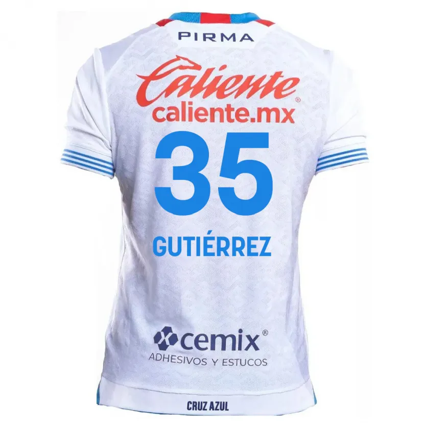 Danxen Kinder Luis Gutiérrez #35 Weiß Blau Auswärtstrikot Trikot 2024/25 T-Shirt