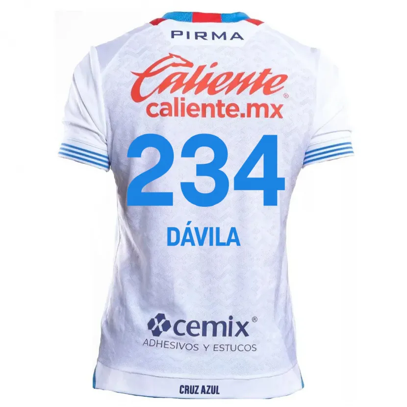 Danxen Kinder Emilio Dávila #234 Weiß Blau Auswärtstrikot Trikot 2024/25 T-Shirt