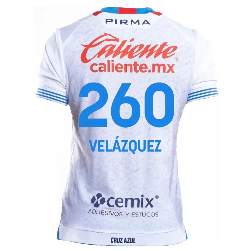 Danxen Kinder Víctor Velázquez #260 Weiß Blau Auswärtstrikot Trikot 2024/25 T-Shirt