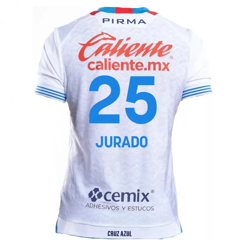 Danxen Kinder Sebastián Jurado #25 Weiß Blau Auswärtstrikot Trikot 2024/25 T-Shirt