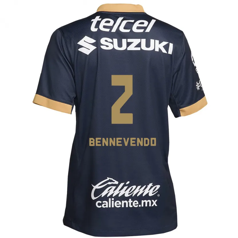 Danxen Kinder Pablo Bennevendo #2 Obsidian Gold Weiß Auswärtstrikot Trikot 2024/25 T-Shirt