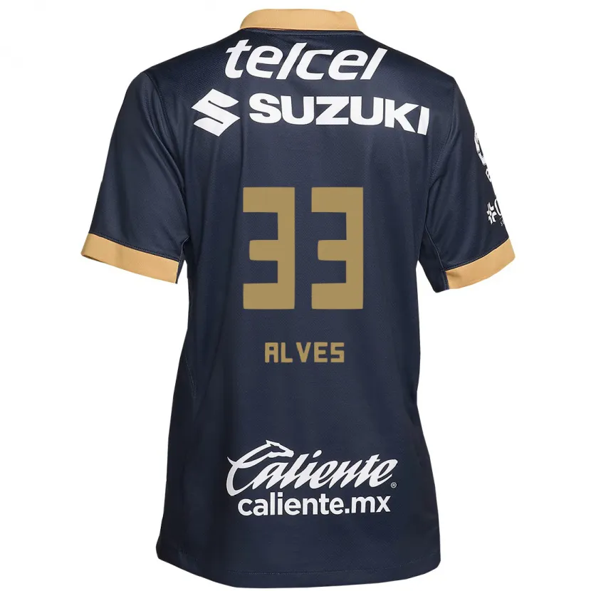 Danxen Kinder Dani Alves #33 Obsidian Gold Weiß Auswärtstrikot Trikot 2024/25 T-Shirt