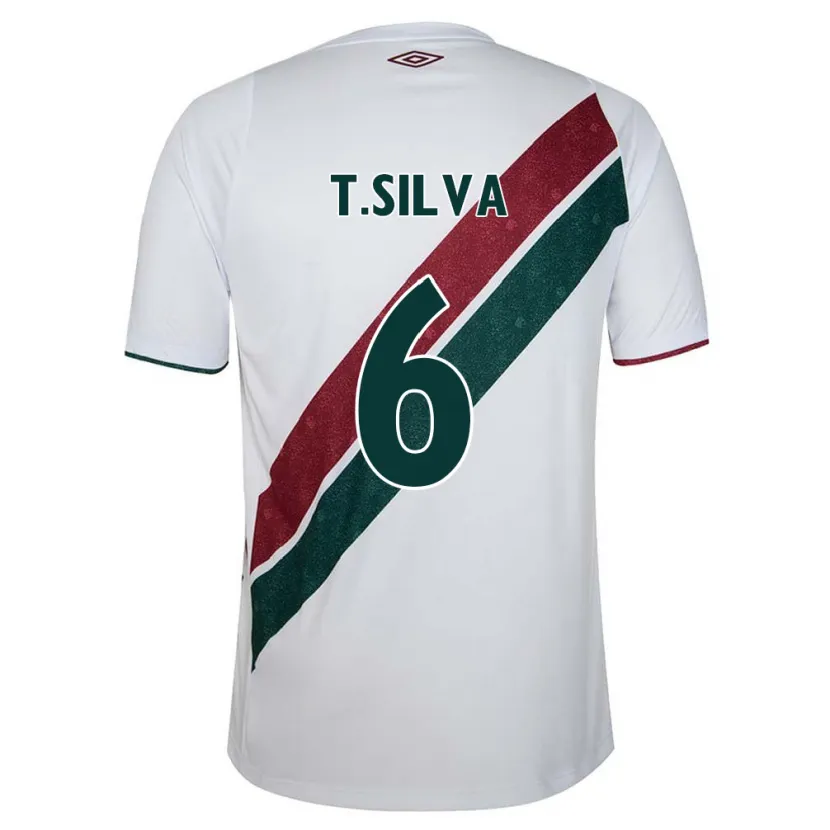 Danxen Kinder Thiago Silva #6 Weiß Grün Kastanienbraun Auswärtstrikot Trikot 2024/25 T-Shirt