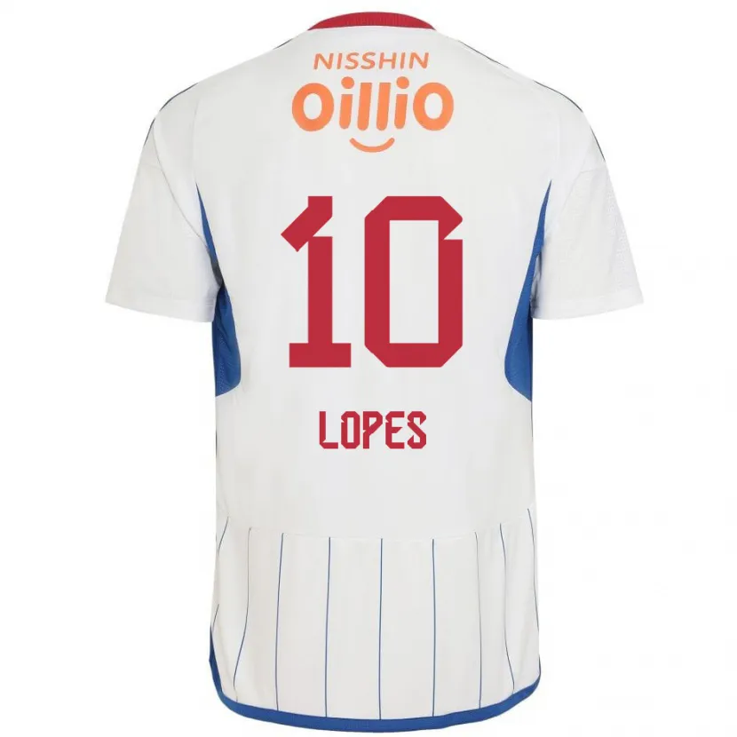 Danxen Kinder Anderson Lopes #10 Weiß Blau Rot Auswärtstrikot Trikot 2024/25 T-Shirt