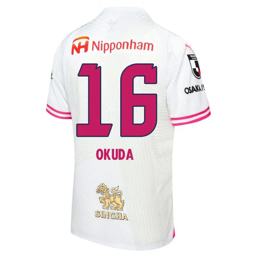 Danxen Kinder Hayato Okuda #16 Weiß Rosa Auswärtstrikot Trikot 2024/25 T-Shirt