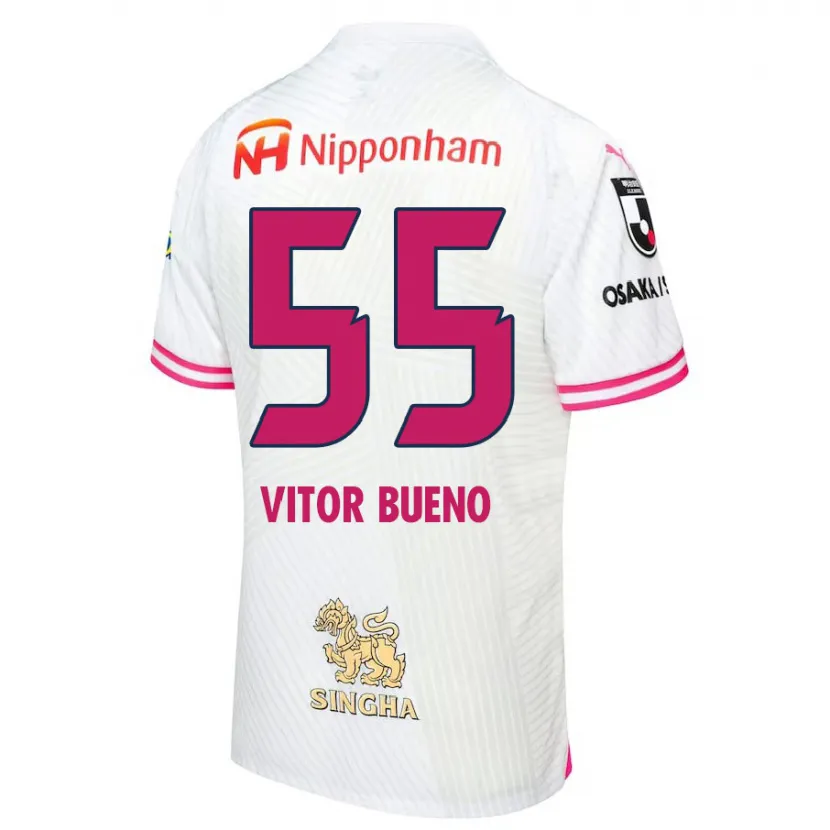 Danxen Kinder Vitor Bueno #55 Weiß Rosa Auswärtstrikot Trikot 2024/25 T-Shirt