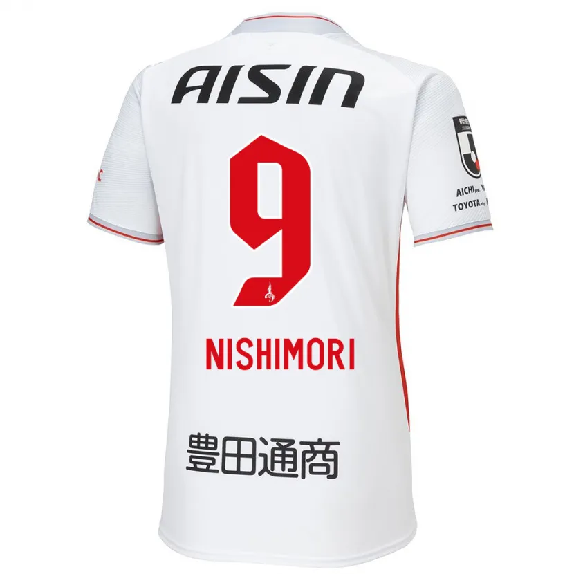 Danxen Kinder Naoto Nishimori #9 Weiß Gelb Rot Auswärtstrikot Trikot 2024/25 T-Shirt