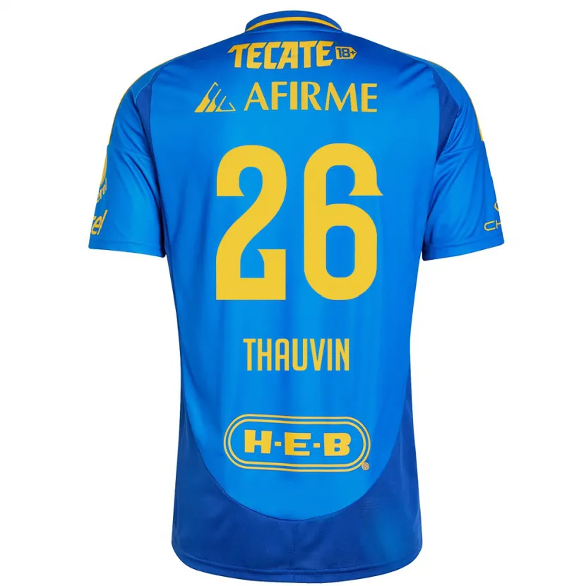 Danxen Kinder Florian Thauvin #26 Blau Gelb Auswärtstrikot Trikot 2024/25 T-Shirt