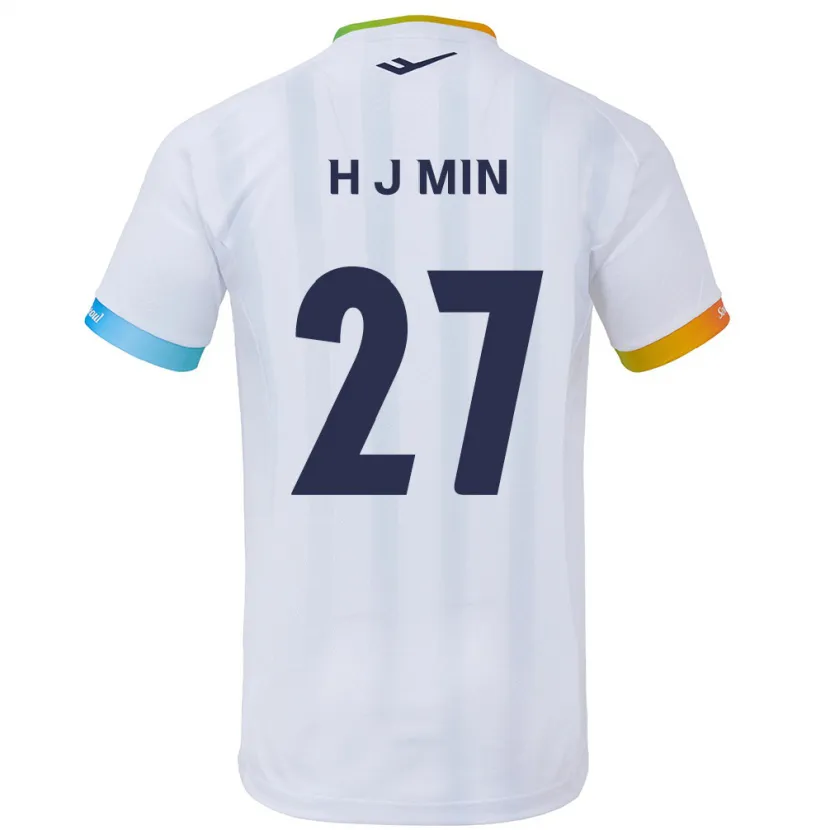 Danxen Kinder Ji-Hoon Min #27 Weiß Blau Auswärtstrikot Trikot 2024/25 T-Shirt