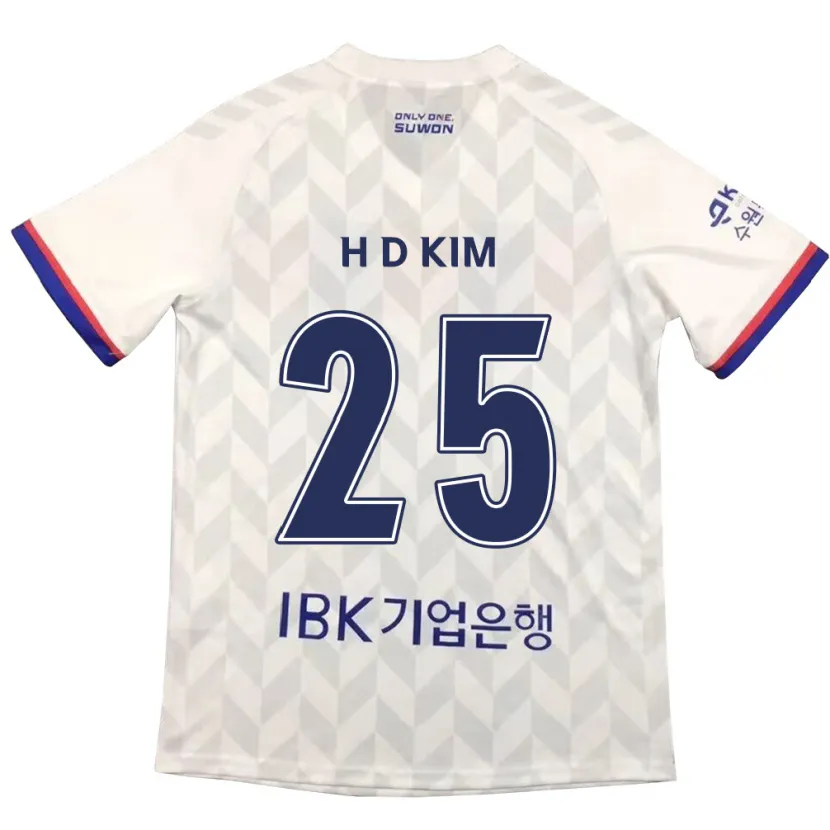 Danxen Kinder Dae-Hyun Kim #25 Weiß Blau Auswärtstrikot Trikot 2024/25 T-Shirt