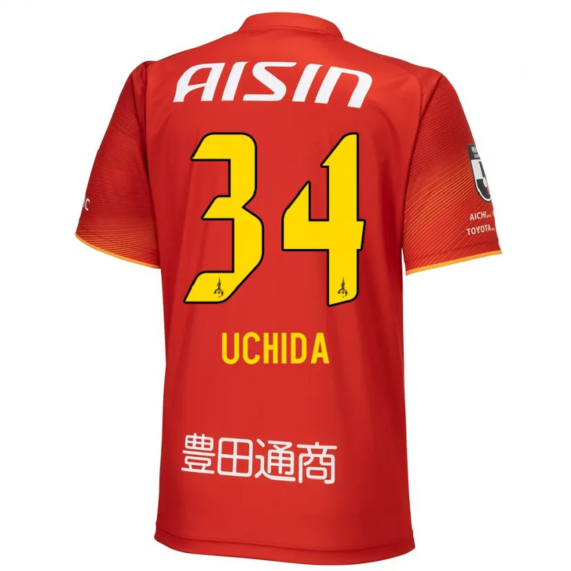 Danxen Herren Takuya Uchida #34 Rot Weiß Gelb Heimtrikot Trikot 2024/25 T-Shirt