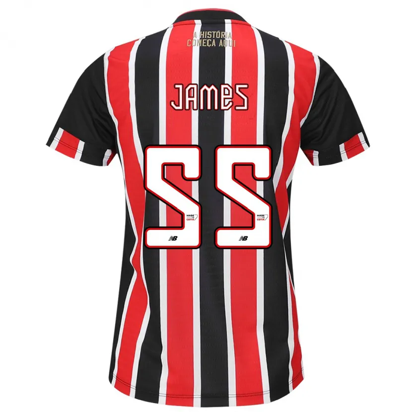 Danxen Damen James Rodríguez #55 Schwarz Rot Weiß Auswärtstrikot Trikot 2024/25 T-Shirt