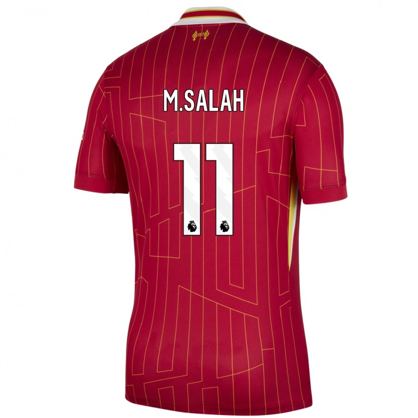 Danxen Kinder Mohamed Salah #11 Rot Gelb Weiß Heimtrikot Trikot 2024/25 T-Shirt