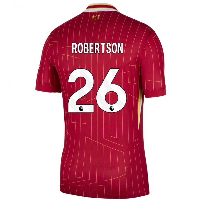 Danxen Kinder Andrew Robertson #26 Rot Gelb Weiß Heimtrikot Trikot 2024/25 T-Shirt