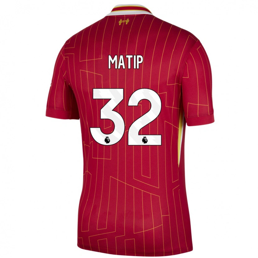 Danxen Kinder Joel Matip #32 Rot Gelb Weiß Heimtrikot Trikot 2024/25 T-Shirt