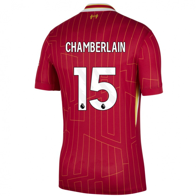 Danxen Kinder Alex Oxlade Chamberlain #15 Rot Gelb Weiß Heimtrikot Trikot 2024/25 T-Shirt