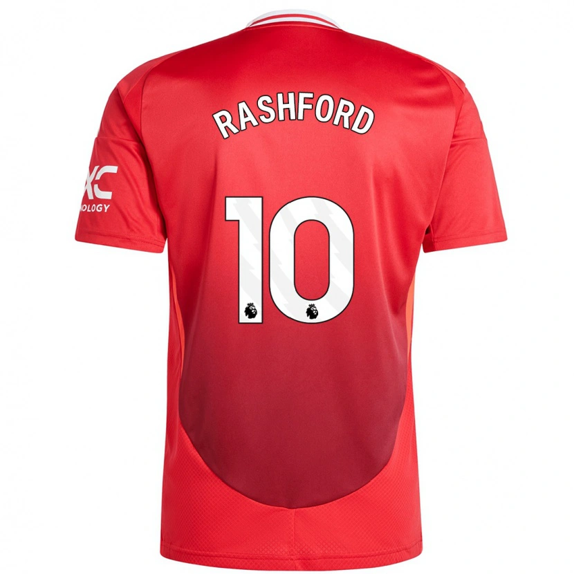 Danxen Kinder Marcus Rashford #10 Hellrot Heimtrikot Trikot 2024/25 T-Shirt