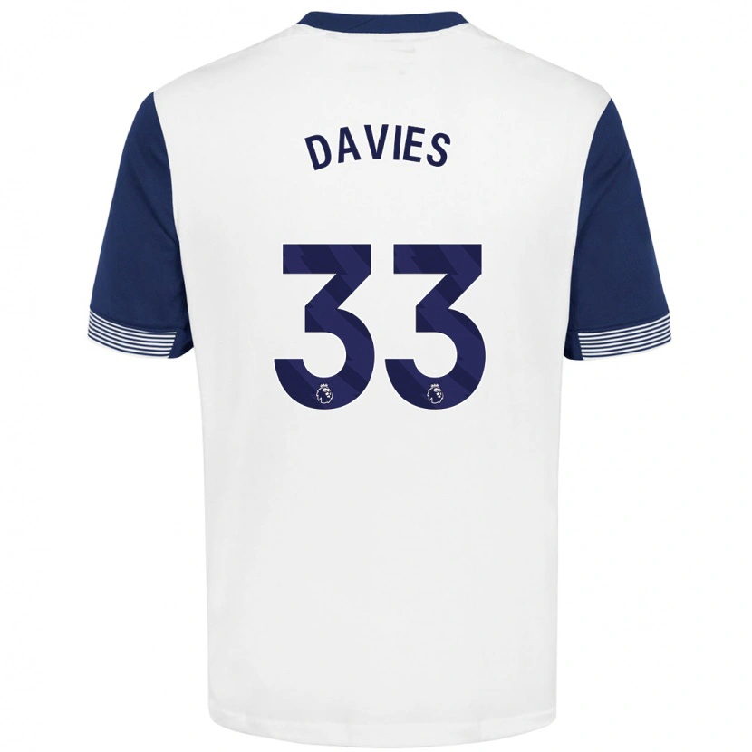 Danxen Kinder Ben Davies #33 Weiß Blau Heimtrikot Trikot 2024/25 T-Shirt