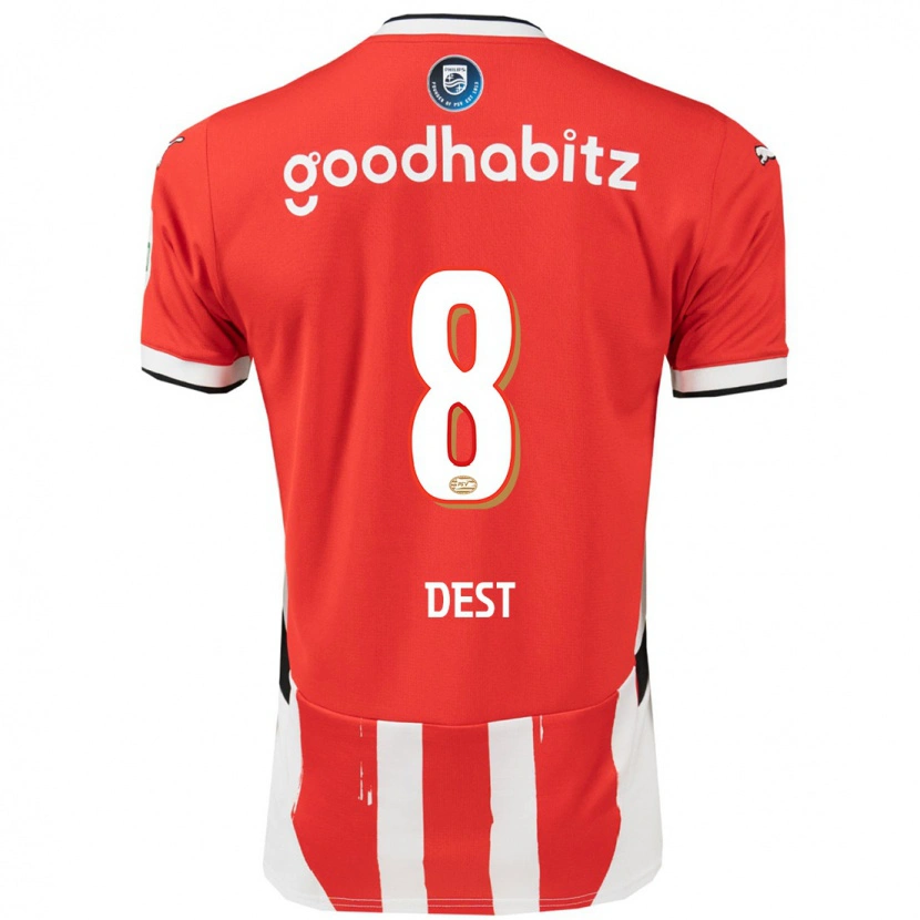 Danxen Kinder Sergiño Dest #8 Rot Weiß Heimtrikot Trikot 2024/25 T-Shirt