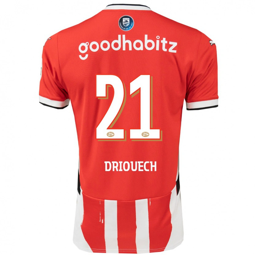 Danxen Kinder Couhaib Driouech #21 Rot Weiß Heimtrikot Trikot 2024/25 T-Shirt