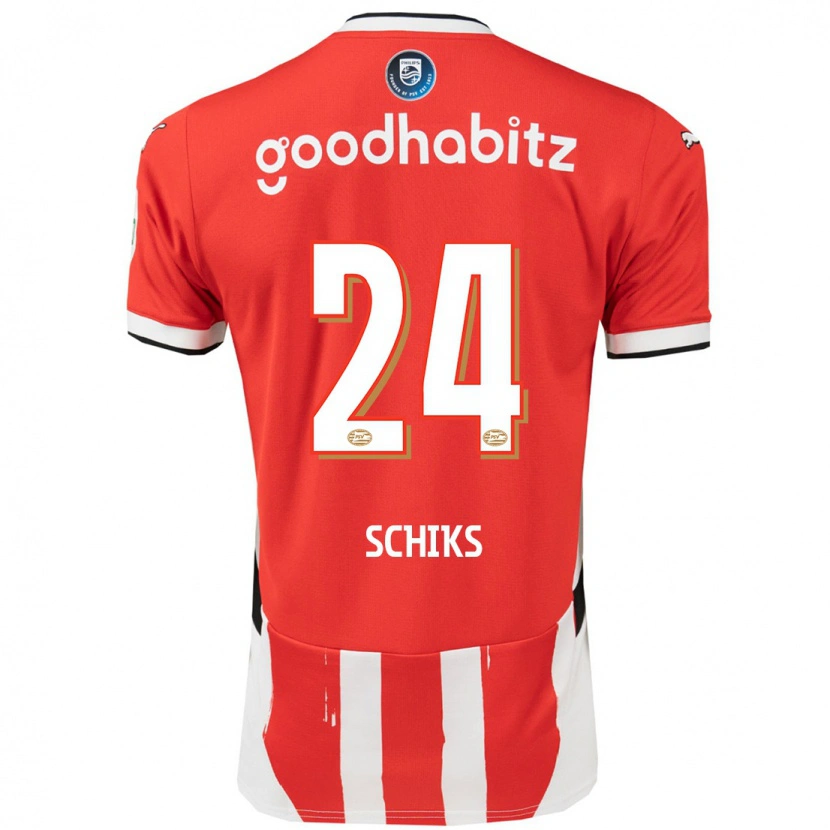 Danxen Kinder Niek Schiks #24 Rot Weiß Heimtrikot Trikot 2024/25 T-Shirt