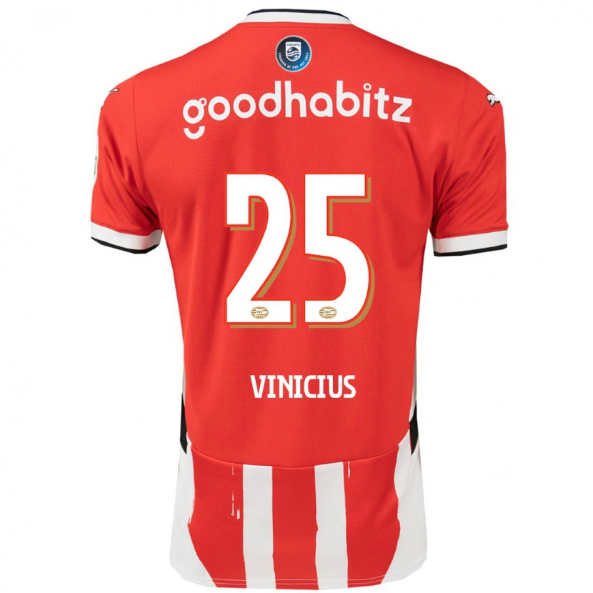 Danxen Kinder Carlos Vinicius #25 Rot Weiß Heimtrikot Trikot 2024/25 T-Shirt