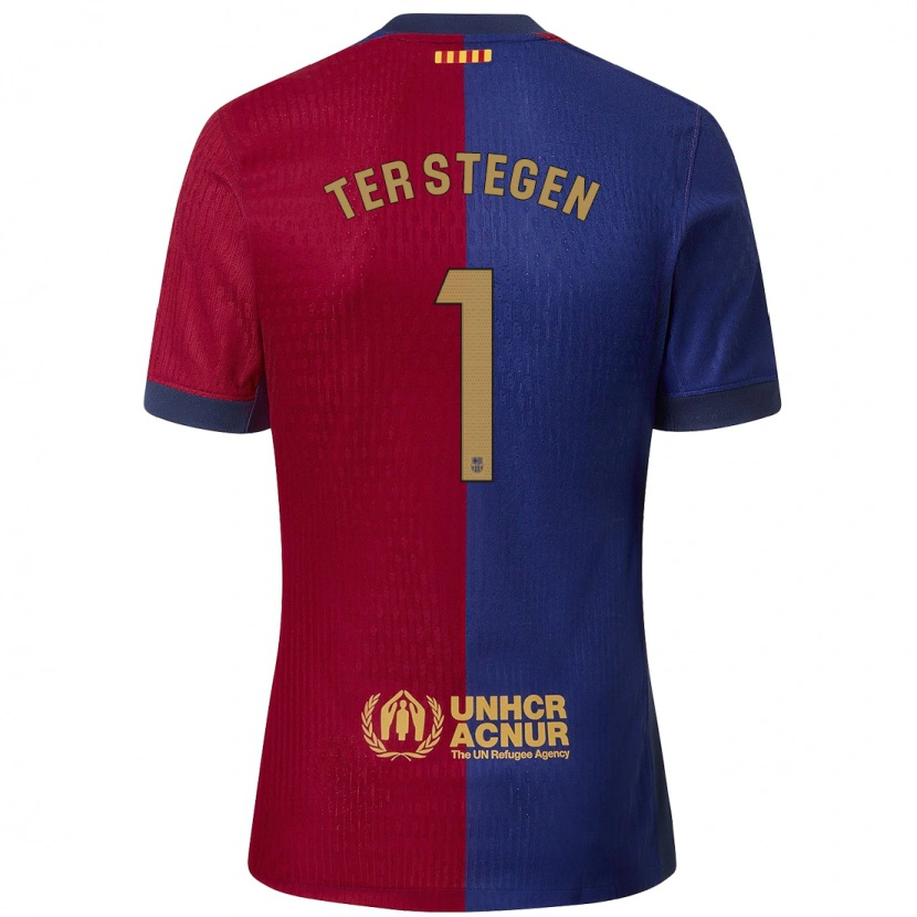 Danxen Kinder Marc-André Ter Stegen #1 Blau Rot Heimtrikot Trikot 2024/25 T-Shirt