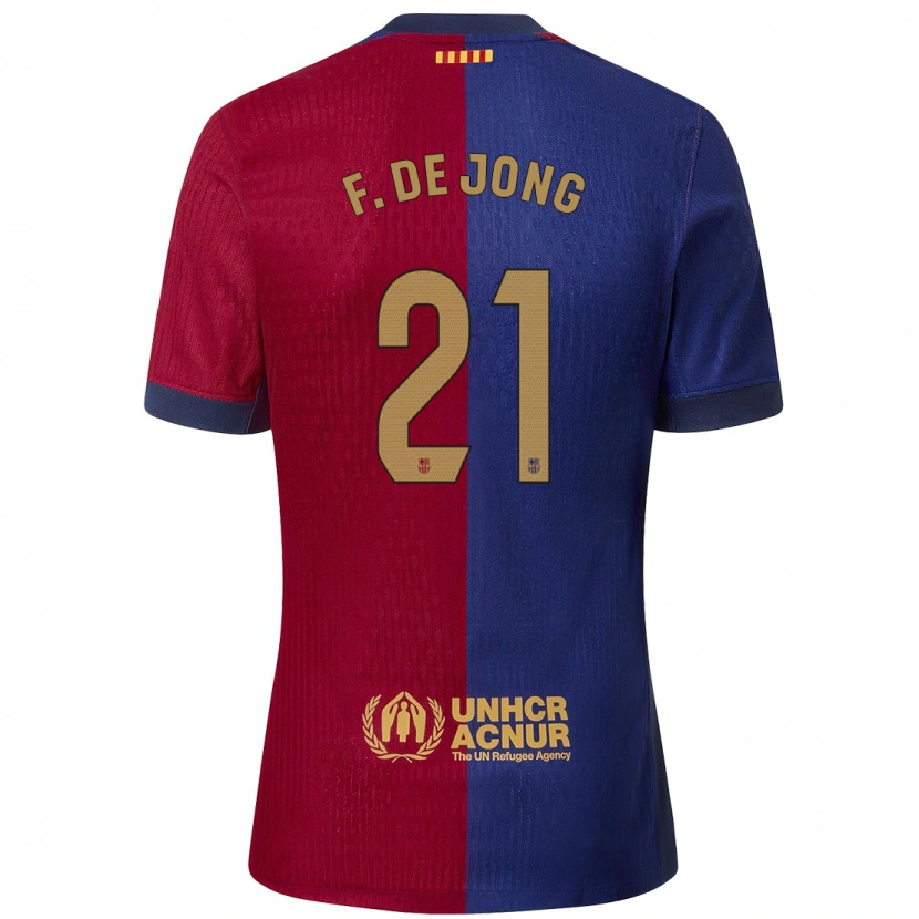 Danxen Kinder Frenkie De Jong #21 Blau Rot Heimtrikot Trikot 2024/25 T-Shirt