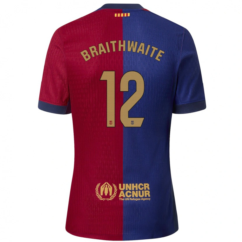 Danxen Kinder Martin Braithwaite #12 Blau Rot Heimtrikot Trikot 2024/25 T-Shirt