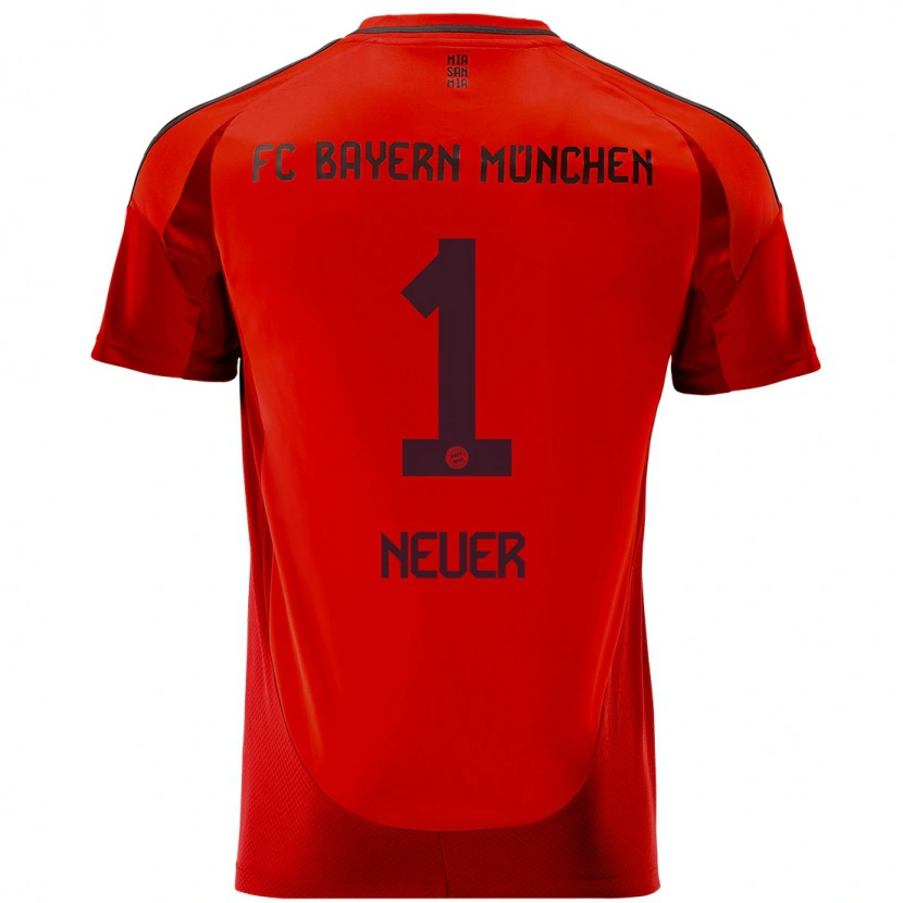 Danxen Kinder Manuel Neuer #1 Rot Heimtrikot Trikot 2024/25 T-Shirt