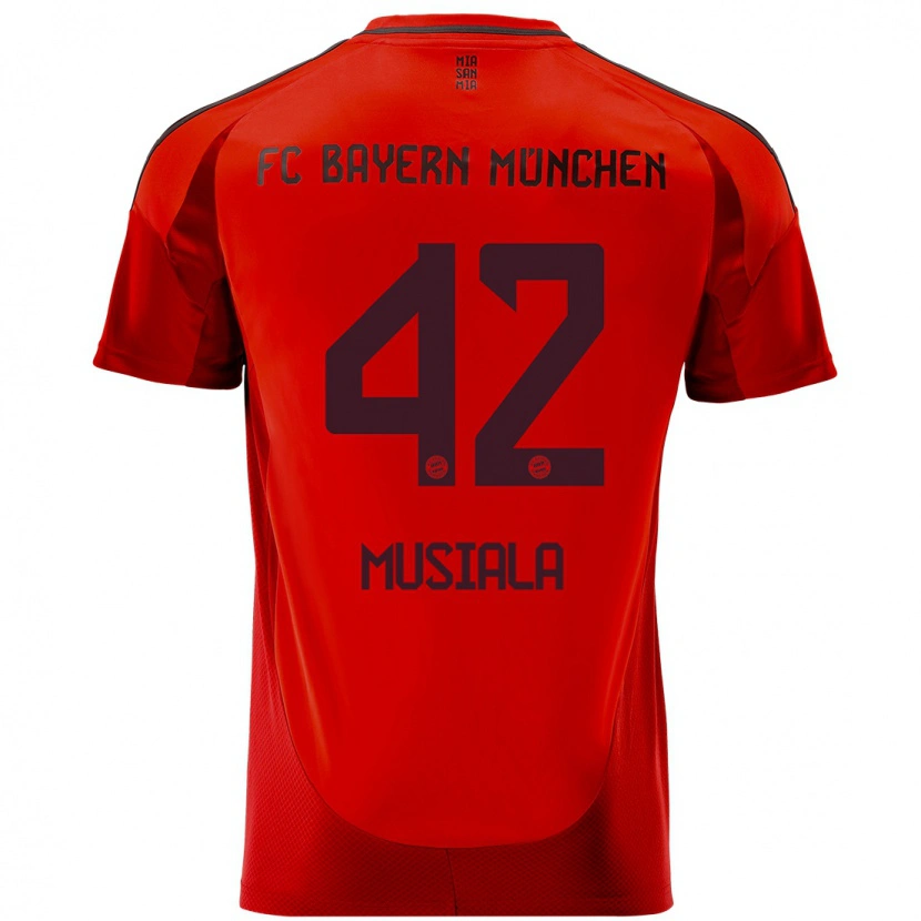 Danxen Kinder Jamal Musiala #42 Rot Heimtrikot Trikot 2024/25 T-Shirt