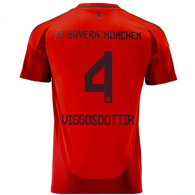 Danxen Kinder Glódís Perla Viggósdóttir #4 Rot Heimtrikot Trikot 2024/25 T-Shirt