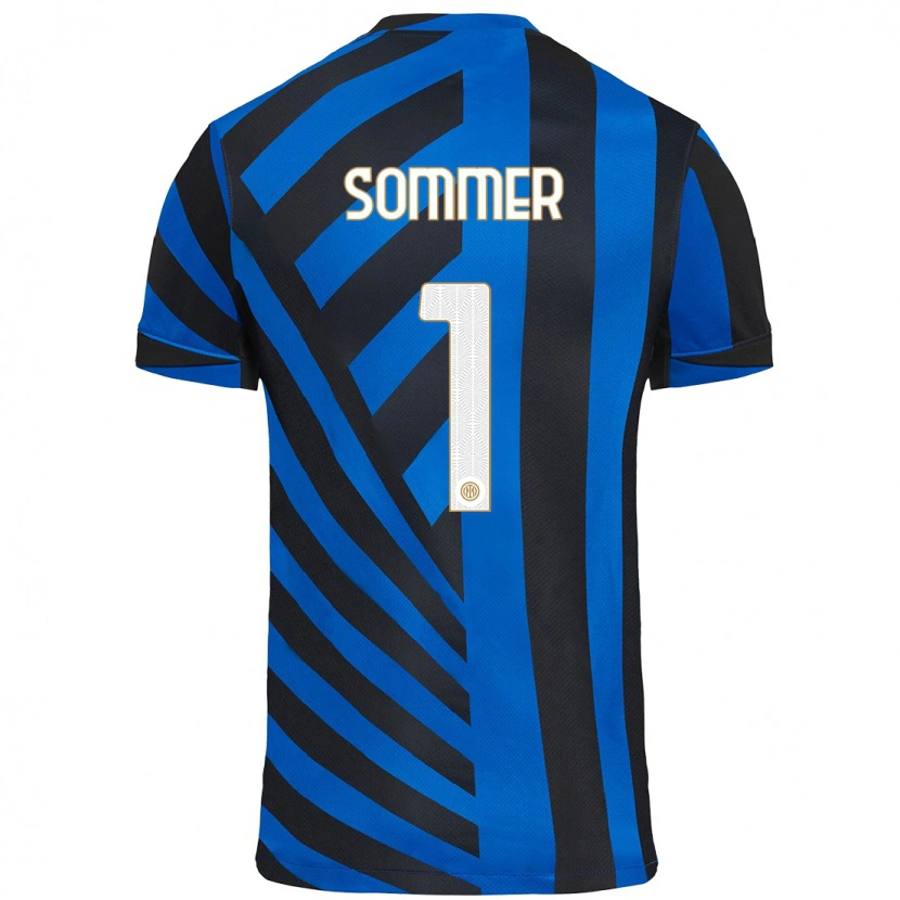 Danxen Kinder Yann Sommer #1 Blau Schwarz Heimtrikot Trikot 2024/25 T-Shirt